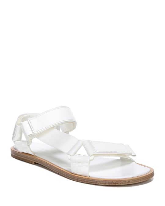 Vince Parks Flat Leather Nylon Grip Strap Sandals Neiman Marcus