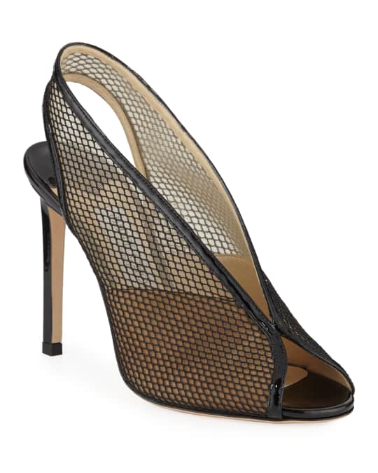 Shar Mesh Peep Toe Slingback Pumps