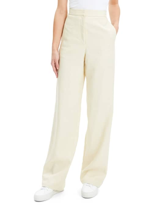 Theory Luxe Linen Clean High-Rise Wide-Leg Trousers | Neiman Marcus