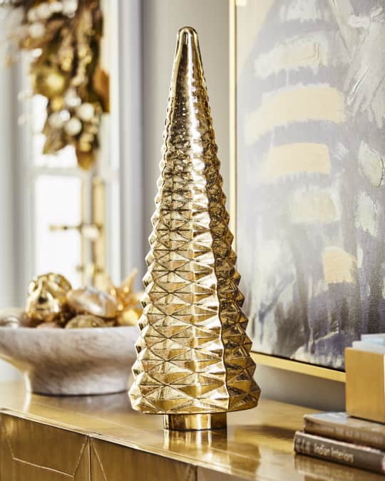 26" Faceted Gold Mercury Glass Tree Neiman Marcus
