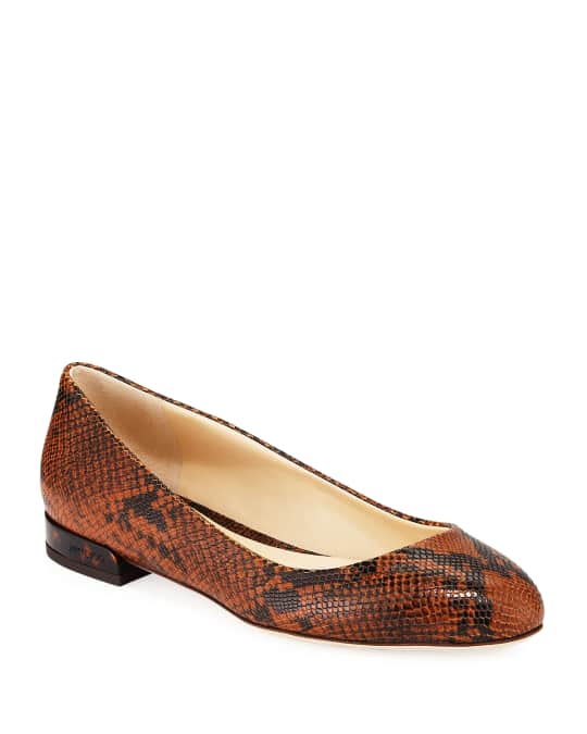 Jessie Snake Embossed Leather Flats