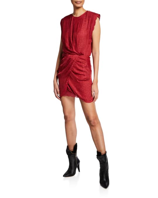 Iro Dedora Draped Jacquard Dress with Lace Neiman Marcus