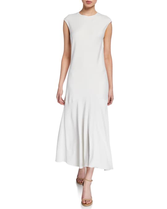 FRAME Cascade Keyhole Cap-Sleeve Dress | Neiman Marcus