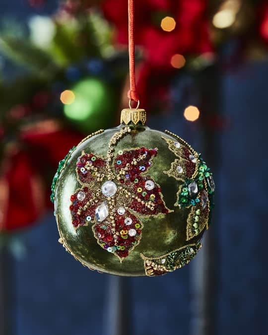 Poinsettia Flower Ball Christmas Ornament Neiman Marcus
