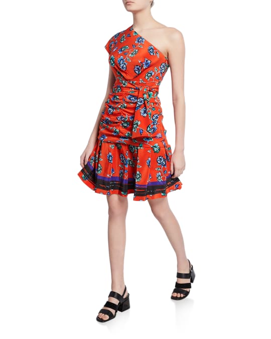 Derek lam 10 crosby new arrivals one shoulder gathered mini dress