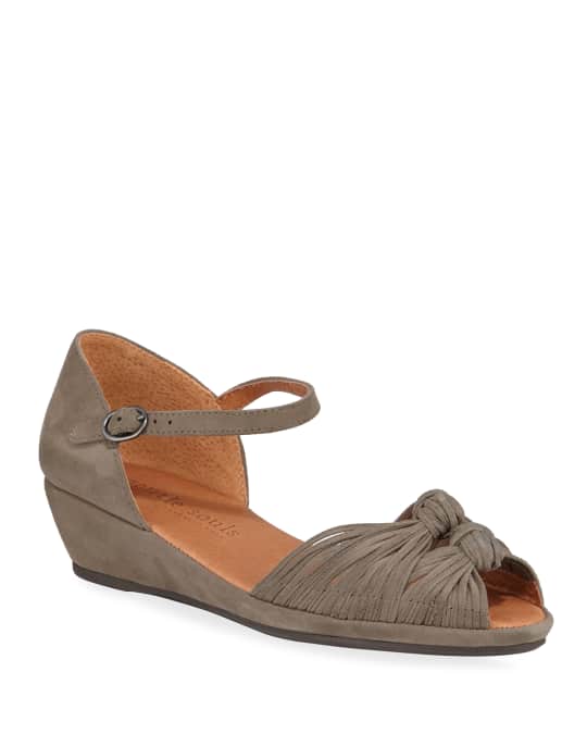 Gentle Souls Lily Knot Suede Wedge Sandals | Neiman Marcus