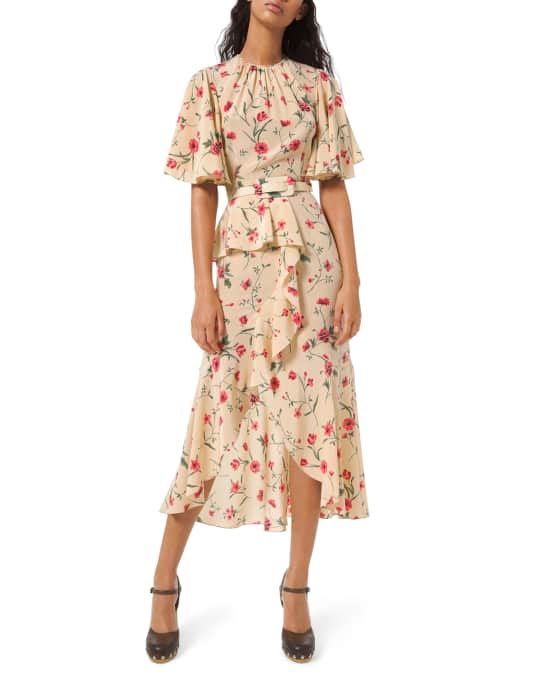 Michael Kors Collection Cascading Flutter Sleeve Dress | Neiman Marcus
