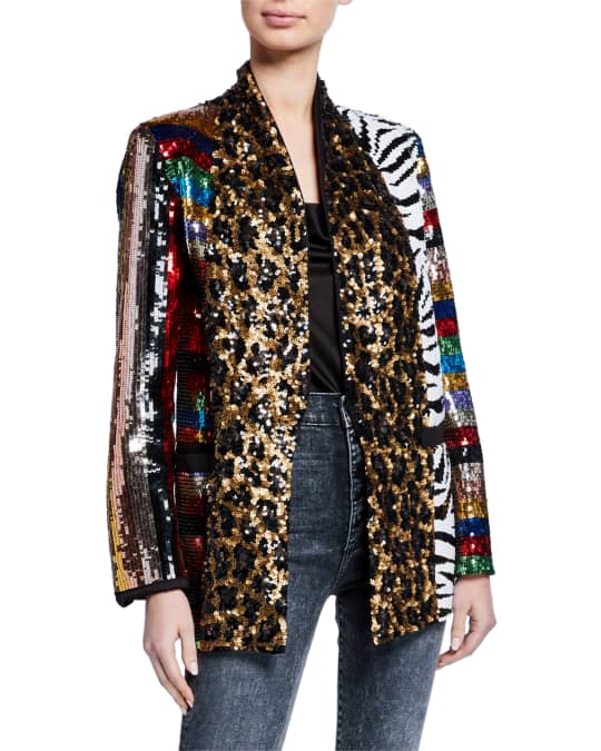 Alice + Olivia Kylie Sequin Shawl-Collar Jacket | Neiman Marcus