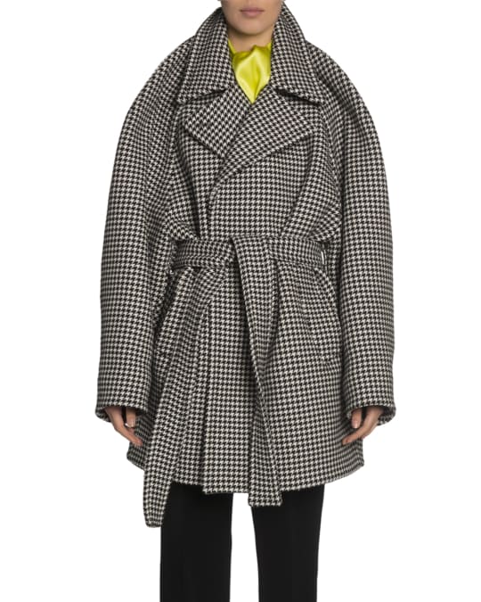 Balenciaga Houndstooth Wool-Cashmere Coat | Neiman Marcus