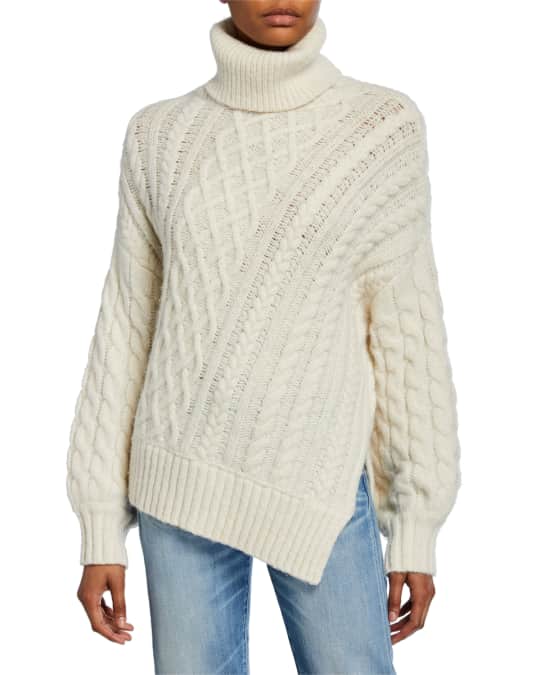 A.L.C. Nevelson Asymmetric Cable-Knit Sweater | Neiman Marcus