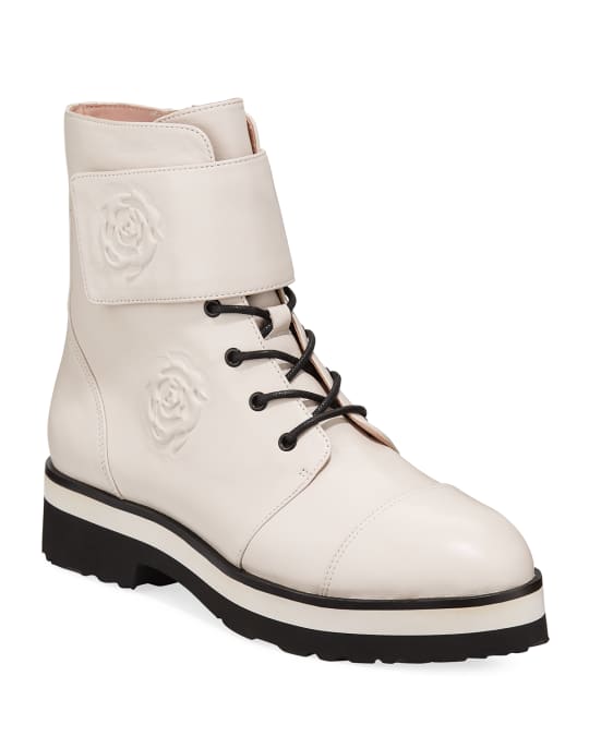 Taryn Rose Collection Valentina Leather Rose Combat Booties