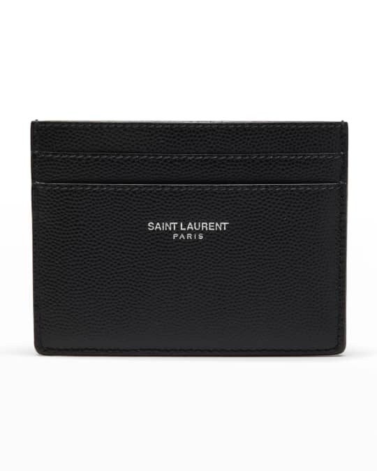 Saint Laurent Pebbled Leather Classic Card Case Neiman Marcus