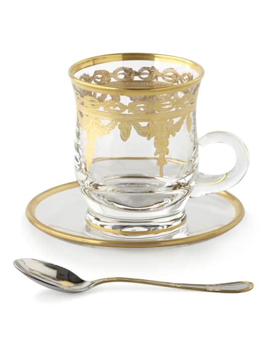 Vetro Gold Cup & Saucer, with Spoon