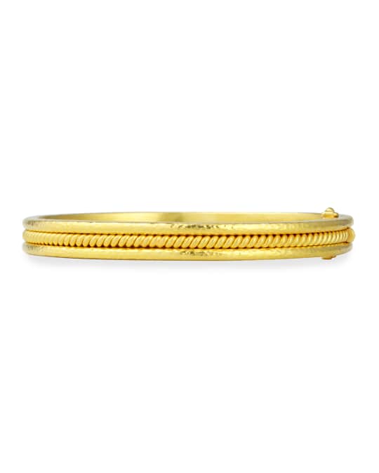 19k Gold Thin Braided Bangle Bracelet