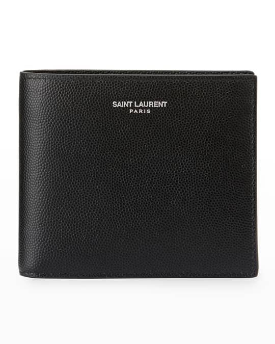 Saint Laurent Ysl-plaque Crocodile-effect Leather Bi-fold Wallet in Black  for Men