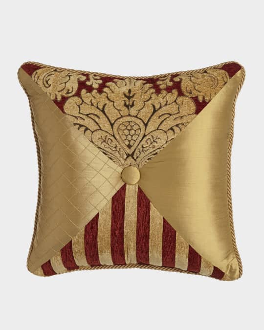 Bellissimo Square Pieced Pillow with Button & Cording