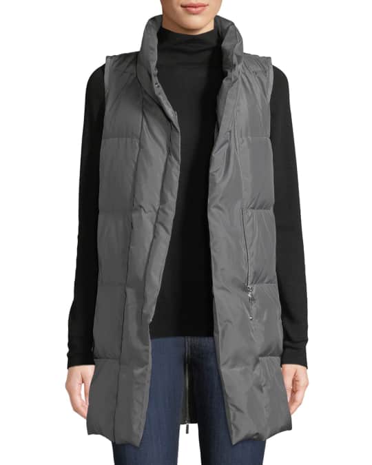 Lafayette 148 New York Quilted Puffer Down Vest w Back Zip Neiman Marcus