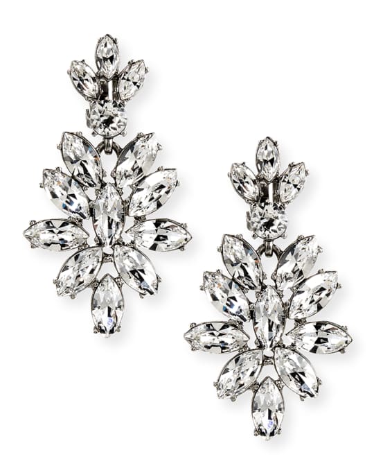 Oscar de la Renta Navette Crystal Drop Clip Earrings | Neiman Marcus