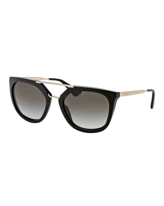 Prada Straight-Brow Double-Bridge Sunglasses | Neiman Marcus