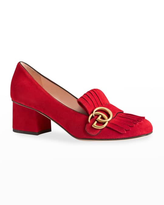 Gucci Marmont Fringe Suede 55mm Loafers | Neiman Marcus