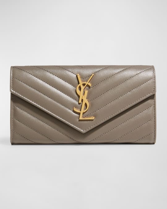 Saint Laurent YSL Monogram Large Flap Wallet in Grained Leather ...