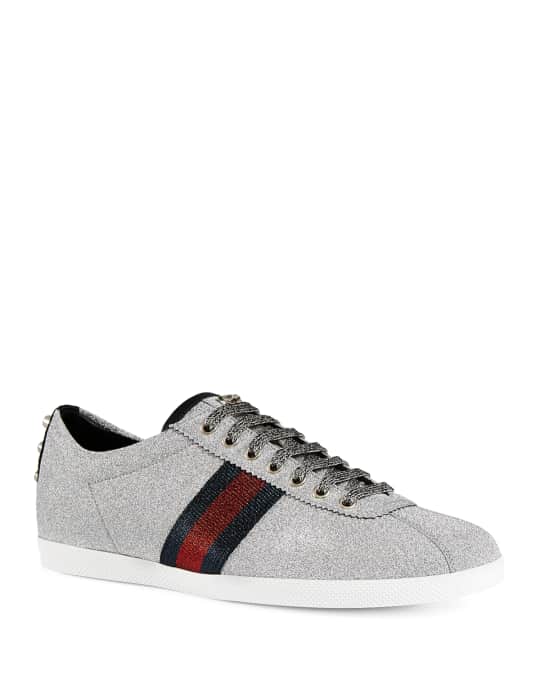 Gucci Men's Bambi Web Low-Top Sneakers with Stud Detail, Silver ...