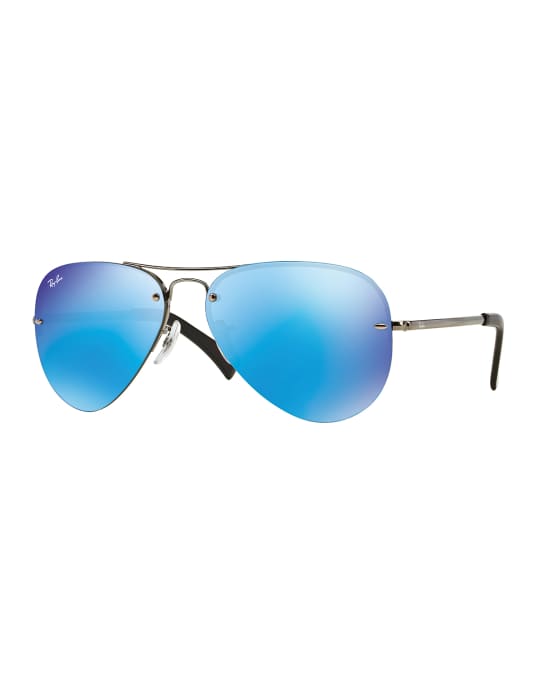 Rimless mirrored iridescent hotsell aviator sunglasses