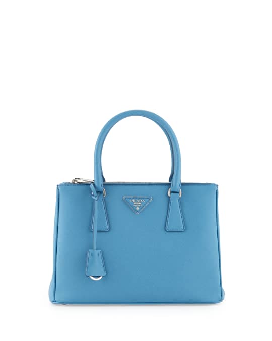 Prada Saffiano Lux Small Double-Zip Tote Bag, Light Blue (Mare ...