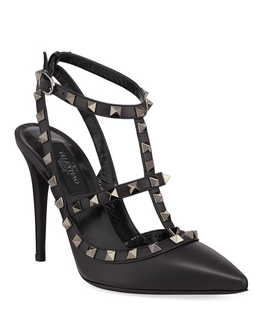 Rockstud Noir Slingback 100mm Pumps