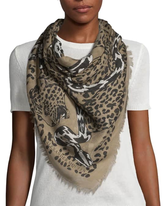 Alexander mcqueen leopard scarf discount