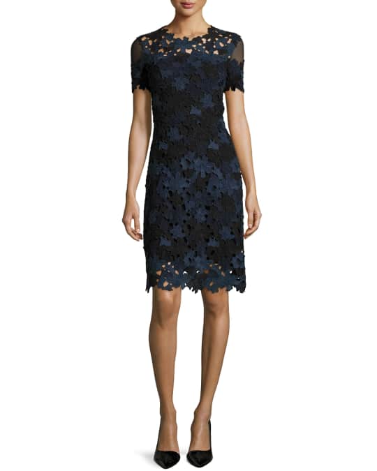 Elie Tahari Ophelia Short Sleeve Lace Sheath Dress Neiman Marcus