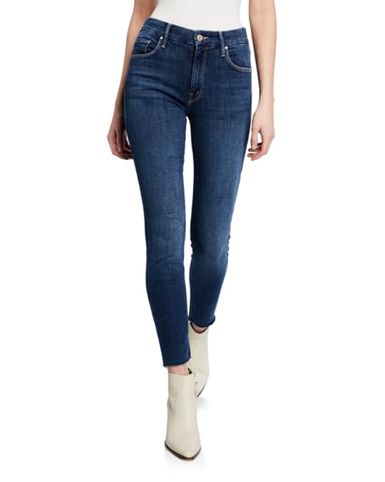 MOTHER The Looker Ankle Fray Girl-Crush Denim Jeans | Neiman Marcus