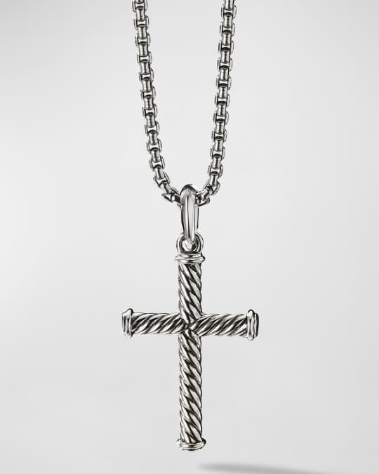 Men's Cable Cross Pendant in Silver, 35mm
