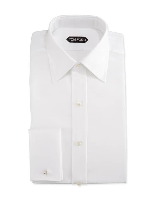 TOM FORD Classic French-Cuff Slim-Fit Dress Shirt, White | Neiman Marcus