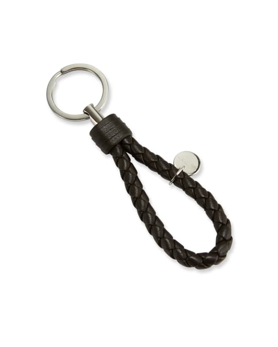 Bottega Men's Intrecciato Leather Loop Key Chain Neiman Marcus