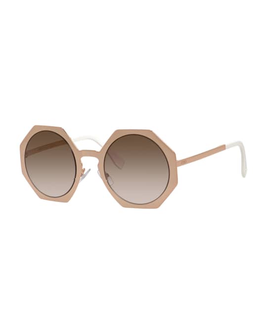 Fendi Metal Rimmed Octagon Sunglasses Neiman Marcus