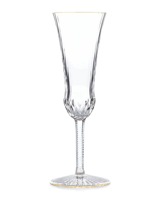 Saint Louis Crystal Apollo Gold Champagne Flute Neiman Marcus