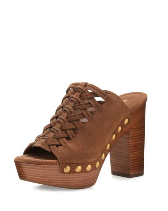 MICHAEL Michael Kors Westley Woven Suede Mule Sandal Dark Caramel