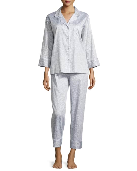 Natori Leopard-Print Poplin Pajama Set, Gray Leopard | Neiman Marcus