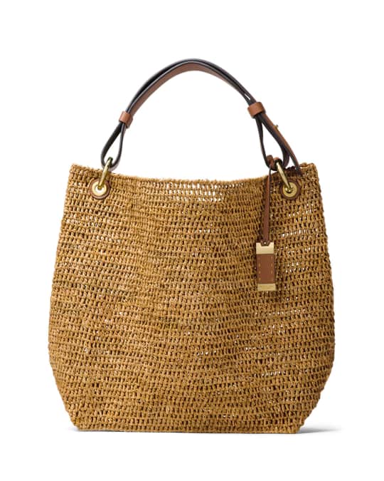 Michael kors santorini raffia tote sale discount