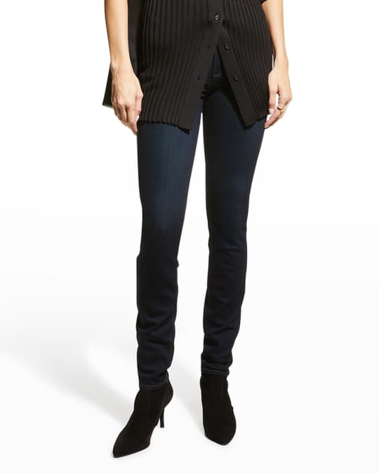 PAIGE Hoxton Mona Ultra Skinny Jeans, Dark Blue | Neiman Marcus