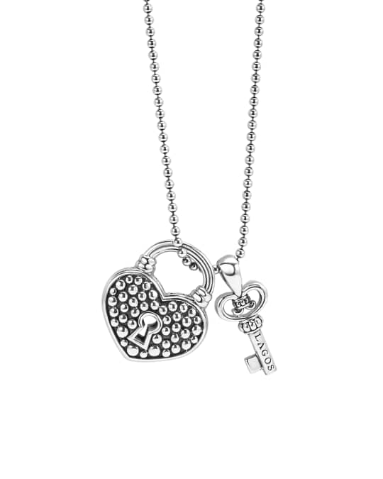 LAGOS Beloved Heart Lock Key Pendant Necklace Neiman Marcus