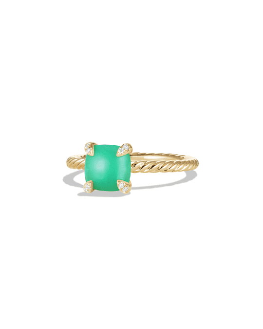 David Yurman Ch telaine 18k Gold 7mm Chrysoprase Ring w