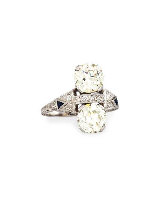 NM Estate Estate Art Deco Two-Stone Diamond Dinner Ring, Size 6 ...