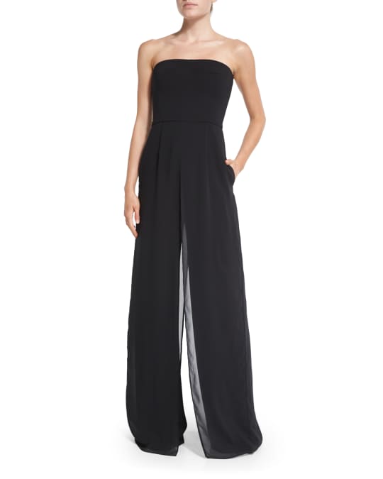 Strapless Wide-Leg Jumpsuit with Pockets