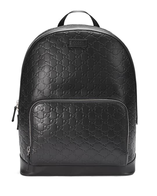 Gucci Signature Leather Backpack, Black | Neiman Marcus