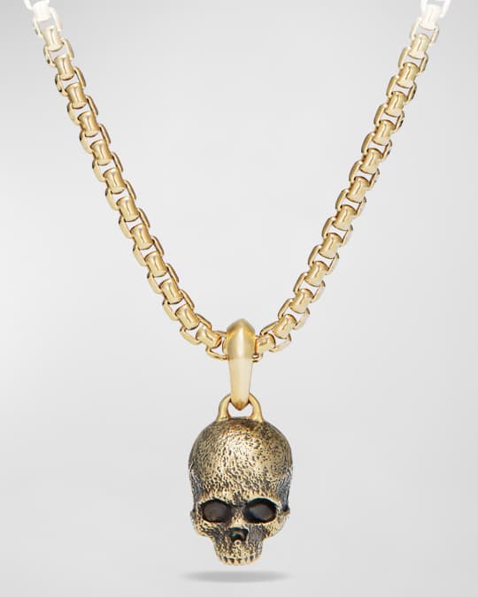 Men's Memento Mori Skull Pendant in 18K Gold, 16mm