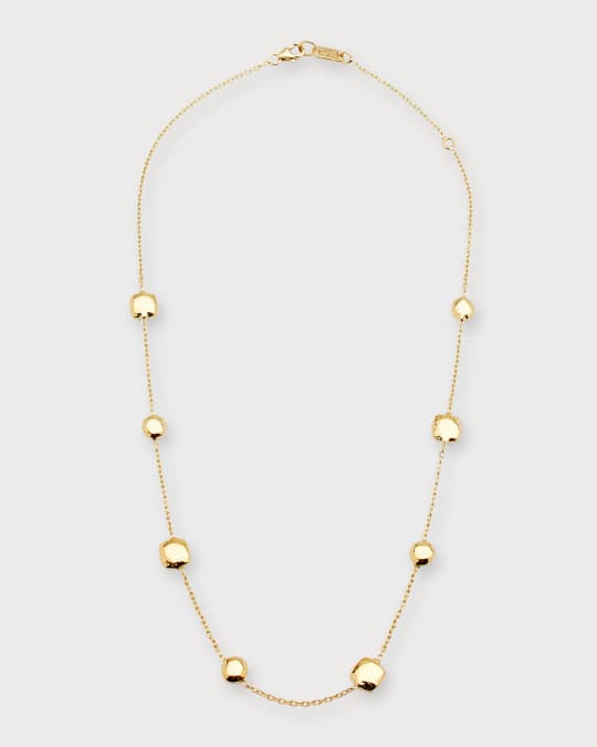Short Hammered Pinball Chain Necklace in 18K Gold