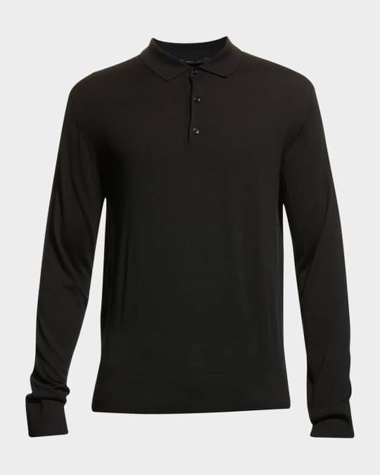 Loro Piana Superlight Baby Cashmere Long-Sleeve Polo Shirt, Susina