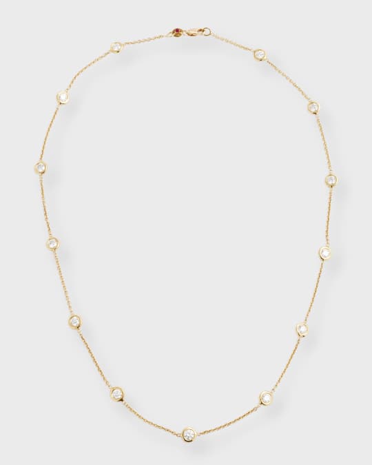 18k Yellow Gold Diamond 13 Station Necklace